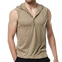 Men's Sleeveless Hooded Tank Top, Gym Hoodies for Men Plain Workout Shirts Muscle Hooded Tanks Athletic Tee Shirt