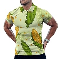 Fresh Corn Men's Golf Polo-Shirt Short Sleeve Jersey Tees Casual Tennis Tops S