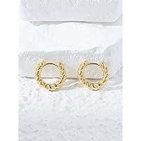 Earrings for Women- 18K Gold Plated Twist Hoop Earrings Birthday Valentine's Day (Color : Gold, Size : One-Size)