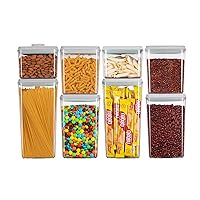 Ankou Food Storage Containers Pop Airtight Food Storage Containers with Lids for Kitchen Pantry Organizing Cereal Snack Flour Sugar Coffee Spaghetti Stackable - 8 Pcs (1.2, 2.0, 2.7, 3.3qt)*2