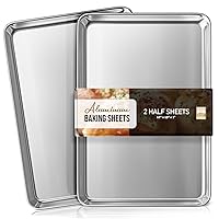 Aluminum Baking Sheet Set, 2 Pack Cookie Sheet Set, 18” x 13” Steel Baking Pan Set, Commercial Cookie Sheets for Baking Nonstick, Half Sheet Baking Pans Set, Baking Sheets for Oven, Half Sheet Pan