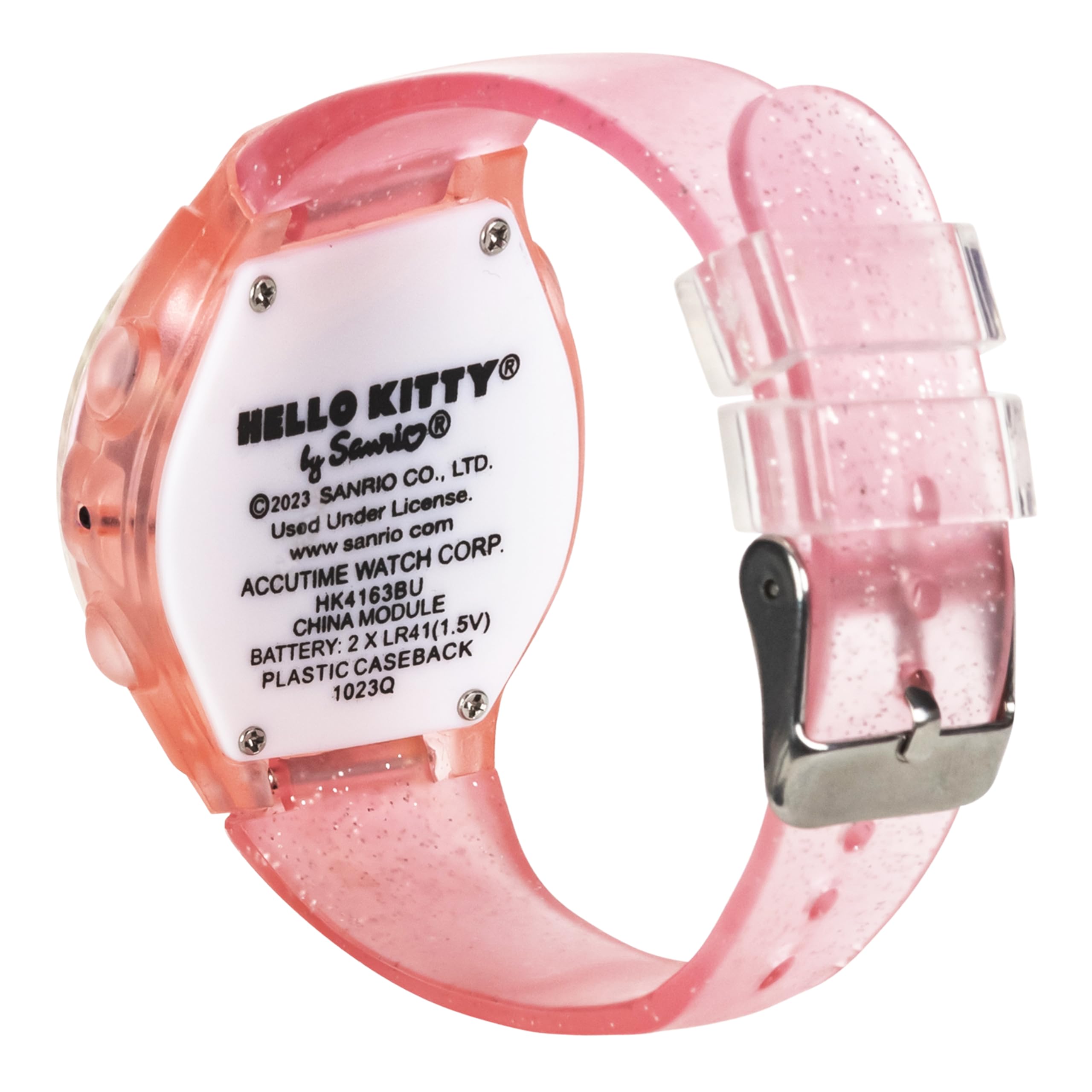 Accutime Hello Kitty Digital LCD Quartz Kids Pink Watch for Girls with Pink Sparkle Band Strap (Model: HK4163AZ)