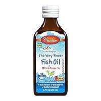 Carlson - Kid's The Very Finest Fish Oil, 800 mg Omega-3s, Liquid Fish Oil Supplement, Norwegian Fish Oil, Wild-Caught, Sustainably Sourced Fish Oil Liquid, Just Peachie, 200 mL (6.7 Fl Oz)