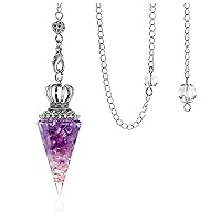 Jovivi Natural Amethyst Crystal Pendulums for Divination Dowsing 6 Facted Crown Hexagonal Pointed Resin Chip Stones Healing Reiki Chakra Gemstone Pendulum Pendant Wiccan Witchcraft