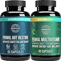 Primal Harvest Gut Restore & Multivitamin Supplements for Women and Men Multi Vitamin Capsules and Colon Cleanse Pills Bundle