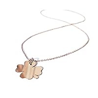 Ah! Jewellery Ladies Four Leaf Lucky Clover Petiole Pendant Necklace. Celebrity Style. Rose Gold over Sterling Silver. Stamped 925. 45cm Chain Included.