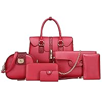 Women Fashion Handbags Wallet Tote Bag Shoulder Bag Top Handle Satchel Purse Set 6pcs
