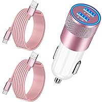 [Apple MFi Certified] iPhone 15 Car Charger Fast Charging, Braveridge 4.8A USB Power Cigarette Lighter iPhone USB-C Car Charger+2Pack Type-C Braided Cable for iPhone 15/15 Plus/15 Pro/15 Pro Max, iPad