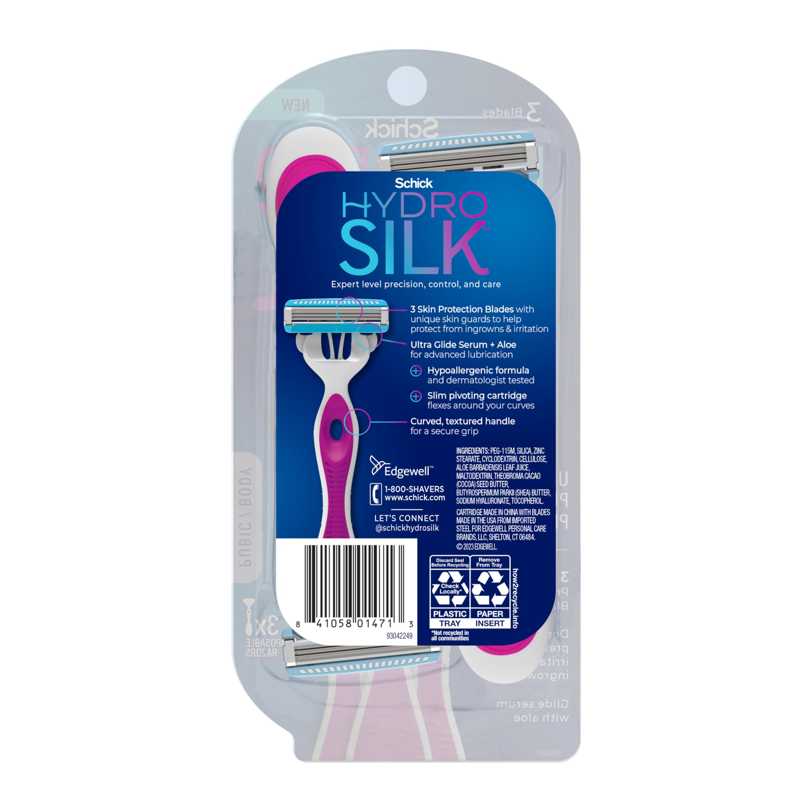 Schick Hydro Silk Ultimate Pubic Skin Protection, Disposable Razors for Women Sensitive Skin | Pubic Hair Razor for Women, Sensitive Skin Razor Bikini Shaver, Women’s Razors Bikini Line Razor, 3ct