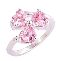 Alluring Sweet Heart Cut Pink CZ Silver Color ring promise rings