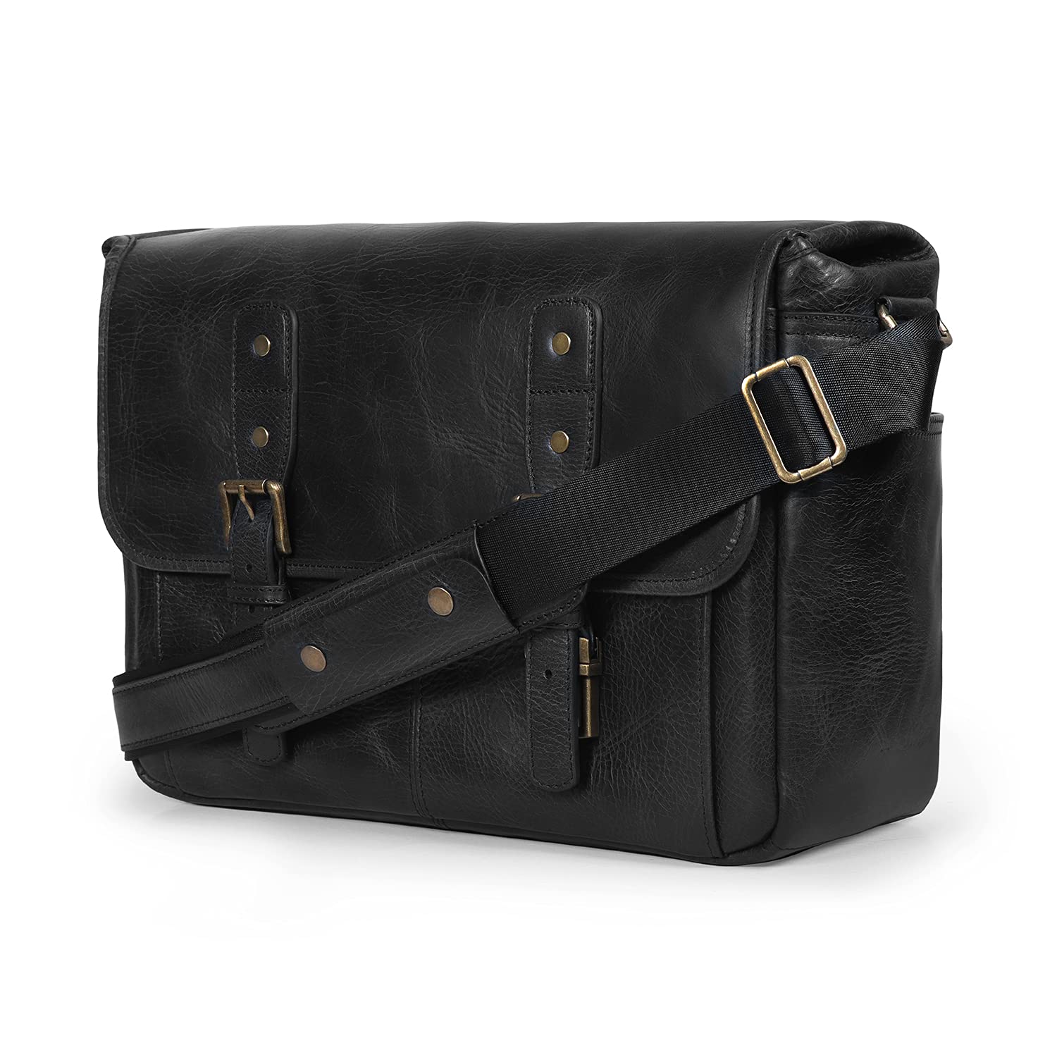 MegaGear Italian Leather Messenger Bag, Lightweight Unisex Business Briefcase Satchel Portfolio, Multi Compartment