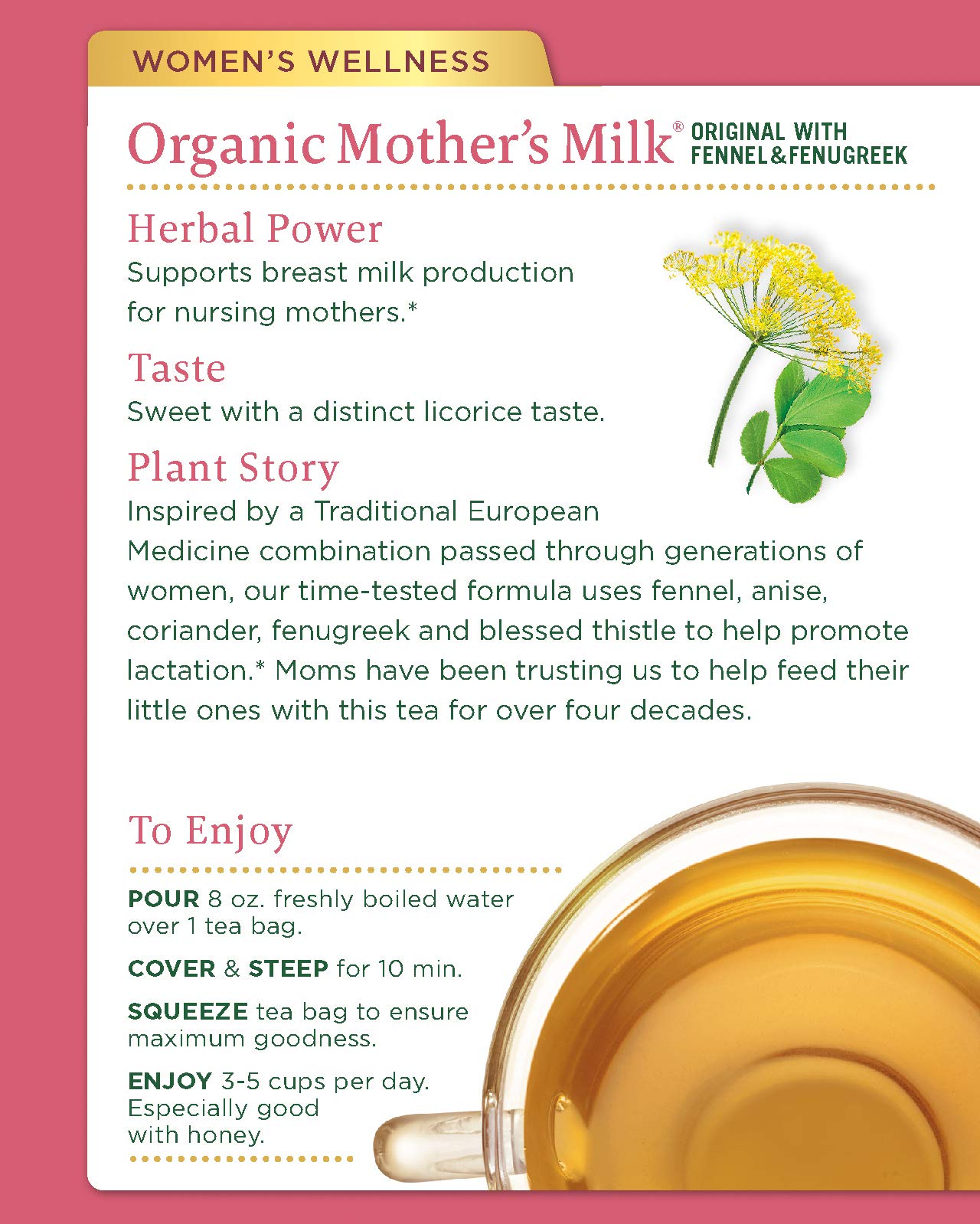 Traditional Medicinals Tea, Organic Mother's Milk, Promotes Healthy Lactation, Breastfeeding Support, 96 Tea Bags (6 Pack)