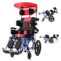 Silla de ruedas Fully Lying Wheelchair for Stroke Hemiplegia Disabled Cerebral Palsy Folding Aluminum Alloy Wheelchair with Seat Belt and Dining Table for Child Adults Elderly Wheel Chair