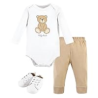 Hudson Baby Unisex Baby Unisex Baby Cotton Bodysuit, Pant and Shoe Set, Teddy Bears, 6-9 Months