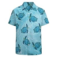 Men's Dinosaur Hawaiian Shirts Casual Button Up Short Sleeves Printed Shirt Party Outfit Funny Beach Costumes