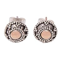 NOVICA Handmade .925 Sterling Silver 18k Gold Accented Stud Earrings Crafted Bali Indonesia Balinese Traditional 'Solar Blessing'