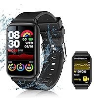 Blood Pressure Watch, Smart Watch, Fitness Tracker for Men Waterproof Reloj Deportivo with 110+ Sport Modes Big and Strong Calorie Counter Watch with Blood Oxygen and Sleep Measure, Black