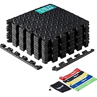 Yes4All 12, 16, 36 SQ. FT Puzzle/Interlocking Exercise Mat Tiles for Home Gym, Exercise EVA Foam Floor Padding with Border for Workout Equipment
