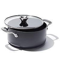 OXO Professional 5QT Stock Pot with Lid, Hard Anodized Ceramic Nonstick Cookware PFAS-Free, Stainless Steel Handles, Induction Suitable, Diamond Reinforced Coating, Dishwasher and Oven Safe, Black