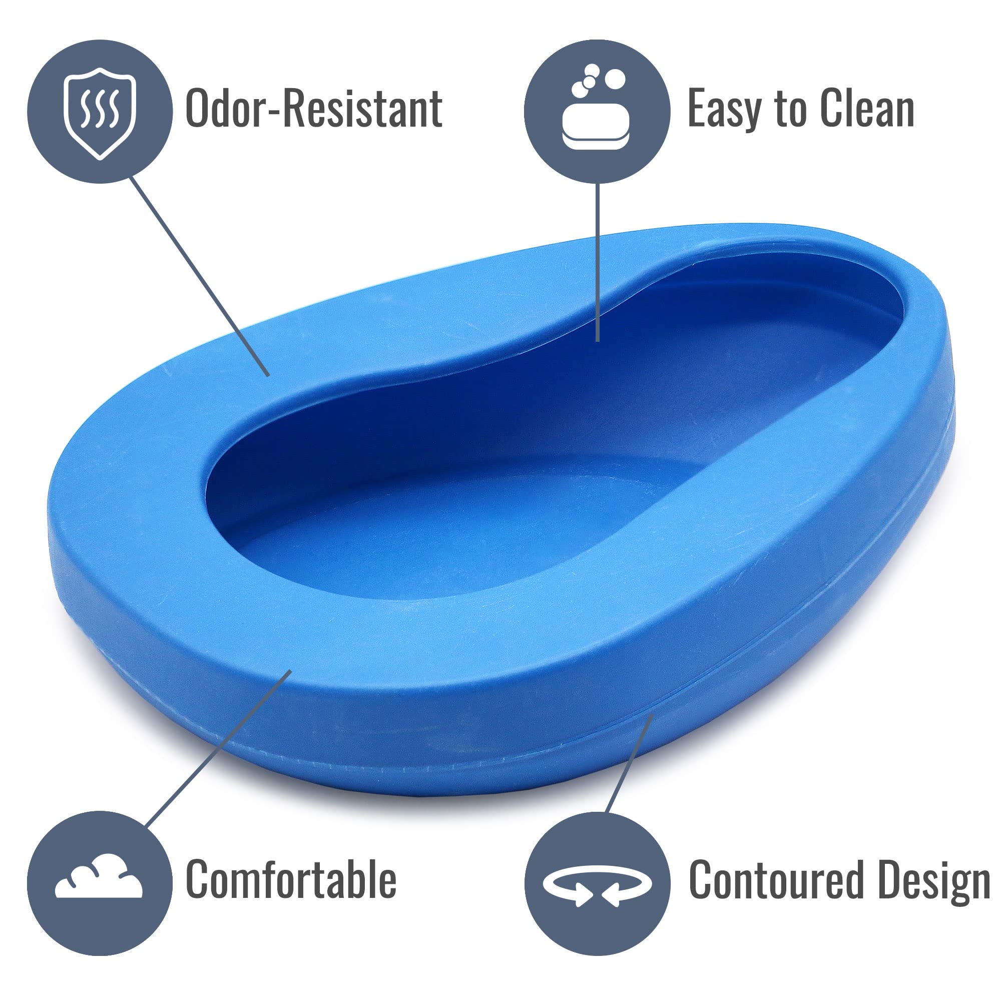 DMI Bedpan for Bariatric Adults with No Spill or Splash Design, FSA/HSA Eligible, Blue