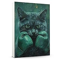 Boxing Cat Wall Art Canvas, Cat Wall Art Poster, Vintage Cat Art Wall Decor, Cat Aesthetic Pictures For Home Bedroom Office Wall Decor (Australian Mist Cat)_495