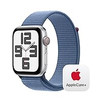 Apple Watch SE (2nd Gen) [GPS + Cellular 44mm] Smartwatch with Silver Aluminum Case with Winter Blue Sport Loop with AppleCare+ (2 Years)