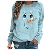 Plus Size Christmas Tops for Women,Women's Fashion Casual Long Sleeve Medium Long Christmas Printed Top