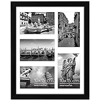 Americanflat 11x14 Collage Picture Frame in Black - Displays Five 4x6 Frame Openings or One 11x14 Frame Without Mat - Engineered Wood, Shatter Resistant Glass, Includes Hanging Hardware for Wall