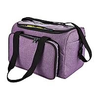 Knitting Tool Storage Bag with Zipper and Handle Crochet Yarn Bags Cosmetic Pouch for Indoor Outdoor Wool Needles Yarn Knitting Bag with Zipper-Purple
