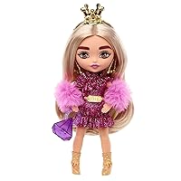 Extra Minis Doll & Accessories with Blonde Hair, Toy Pieces Include Shimmery Dress & Furry Shrug