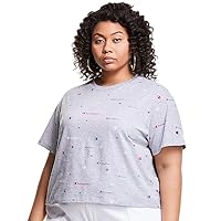 Champion Womens Plus Size Logo-Print Cropped T-Shirt Oxford Gray