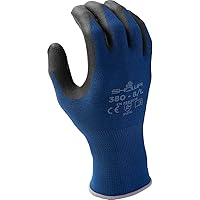 SHOWA Atlas 380 Patented Waffle Pattern Foamed Nitrile Palm Coating Glove, X-Large (Pack of 12 Pairs), Blue