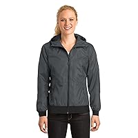 Sport-Tek Womens Embossed Hooded Wind Jacket (LST53) -Graphite G -XXL
