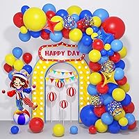 Carnival Circus Balloons Arch Garland Kit, 121Pcs Red Blue Yellow Rainbow Confetti Balloons Primary Color Balloons for Baby Shower Wedding Anniversary Carnival Theme Birthday Party Decorations