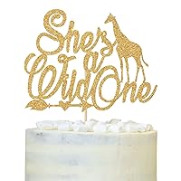 She's a Wild One Cake Topper, Miss Onderful, Gender Reveal/Welcome Sweet Gril, Baby Girls Happy 1st Birthday Party Decorations Gold Glitter