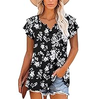 ZOLUCKY Womens Plus Size Tops Short Sleeve Trendy Shirts Loose Fit Casual Blouse Summer Tops for Woman S-3XL