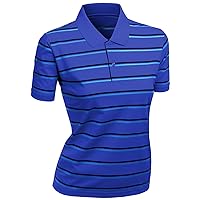 Women's 180-200 TC Silket Striped Polo Dri Fit Collar T-Shirt Cobalt XXXL