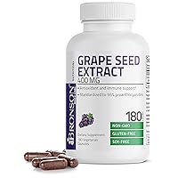 Grape Seed Extract 400 mg - Antioxidant & Immune Support - Standardized Extract with 95% Proanthocyanidins- Non GMO, 180 Vegetarian Capsules