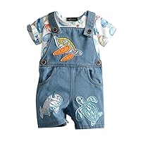 Baby Boy Clothes Set Infant Boy's Long Sleeve Romper+Dinosaur Denim Overalls Toddler Boys Fall Winter Outfits Suit