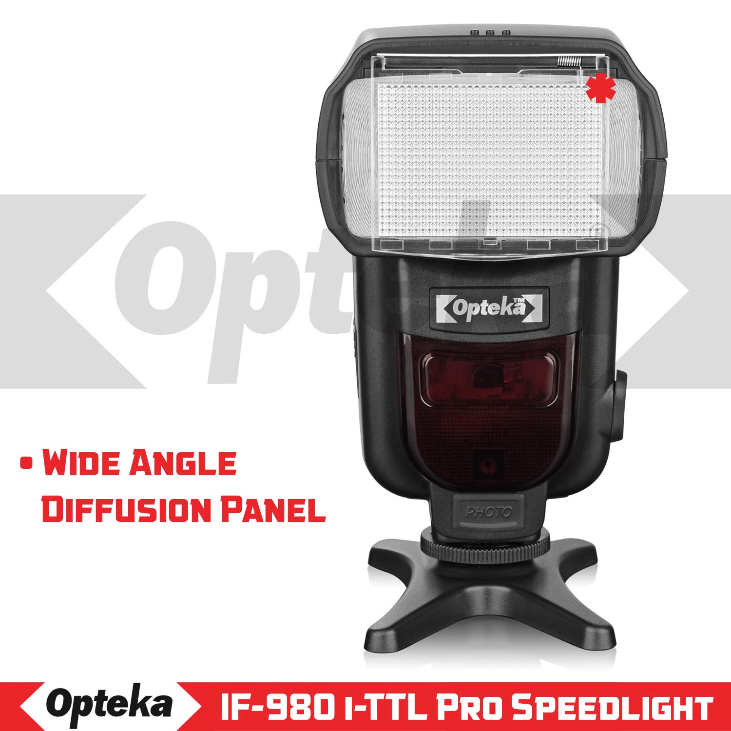 Opteka IF-980 i-TTL Dedicated Auto-Focus Speedlight Flash with LCD Display for Nikon Z50, Z7, Z6, D6, D5, D4, D850, D810, D780, D750, D610, D500, D7500, D7200, D5600, D5500, D5300, D3500, D3400, D3300