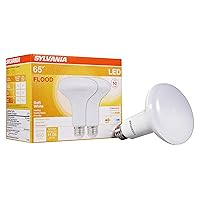 SYLVANIA LED Flood BR30 Light Bulb, 65W Equivalent Efficient 9W, 10 Year, 650 Lumens, Dimmable, 2700K, Soft White - 2 pack (73954)