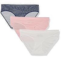 Hanes V-Front, Maternity Hipster for Women, 3-Pack (Colors May Vary), in The Navy/White Dot/White/Gentle Peach, Small