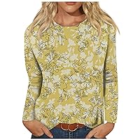Fall Fashion Women's Fashion Casual Long Sleeve Floral Print Round Neck Pullover Top Blouse