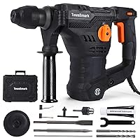1500W Hammer Drill, 7J Impact Strength, 4-Function Hammer Drill with Vibration Dampening Technology, 4350BPM and 900RPM, SDS-Plus and Round Shaft Adapter, Drilling Diameter in Concrete Max: 32 mm