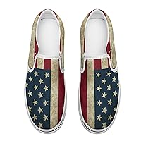 USA Flag Texture Women's Slip on Canvas Non Slip Shoes for Women Skate Sneakers (Slip-On)