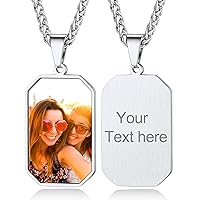 Custom4U Picture Necklace Personalized Custom Dog Tag/Disc/Heart Pendant Picture Jewelry Engraved Memory Chain with Photo Name Customized Photo Gifts for Men Women (Gift Box)