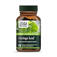 Gaia Herbs Ginkgo Leaf - Traditionally Used to Support Healthy Circulation and Brain Function - Organic, Herbal Supplement - 60 Vegan Liquid Phyto-Capsules (20-Day Supply)
