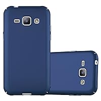 Case Compatible with Samsung Galaxy J1 2015 in Metal Blue - Shockproof and Scratch Resistent Plastic Hard Cover - Ultra Slim Protective Shell Bumper Back Skin