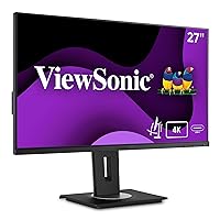 ViewSonic VG2756-4K 27 Inch IPS 4K Docking Monitor with Integrated USB 3.2 Type-C RJ45 HDMI Display Port and 40 Degree Tilt Ergonomics for Home and Office,Black