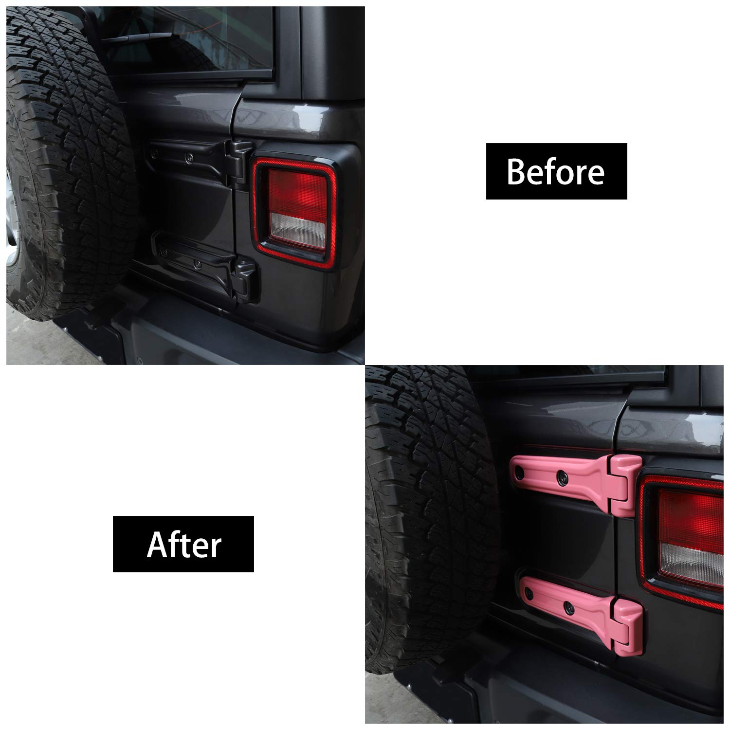 RT-TCZ for Wrangler JL Tailgate Hinge Cover Trim Pink for Jeep Wrangler JL JLU 2018 2019 2020 2021 2022 2023 2024 Sport X Sahara Rubicon Pink Exterior Accessories 2pcs